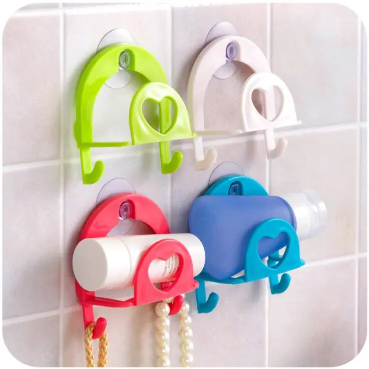 Kitchen Tools Multifunction Supporter Suck on the Wall Commodity Shelf For Bathroom(red)