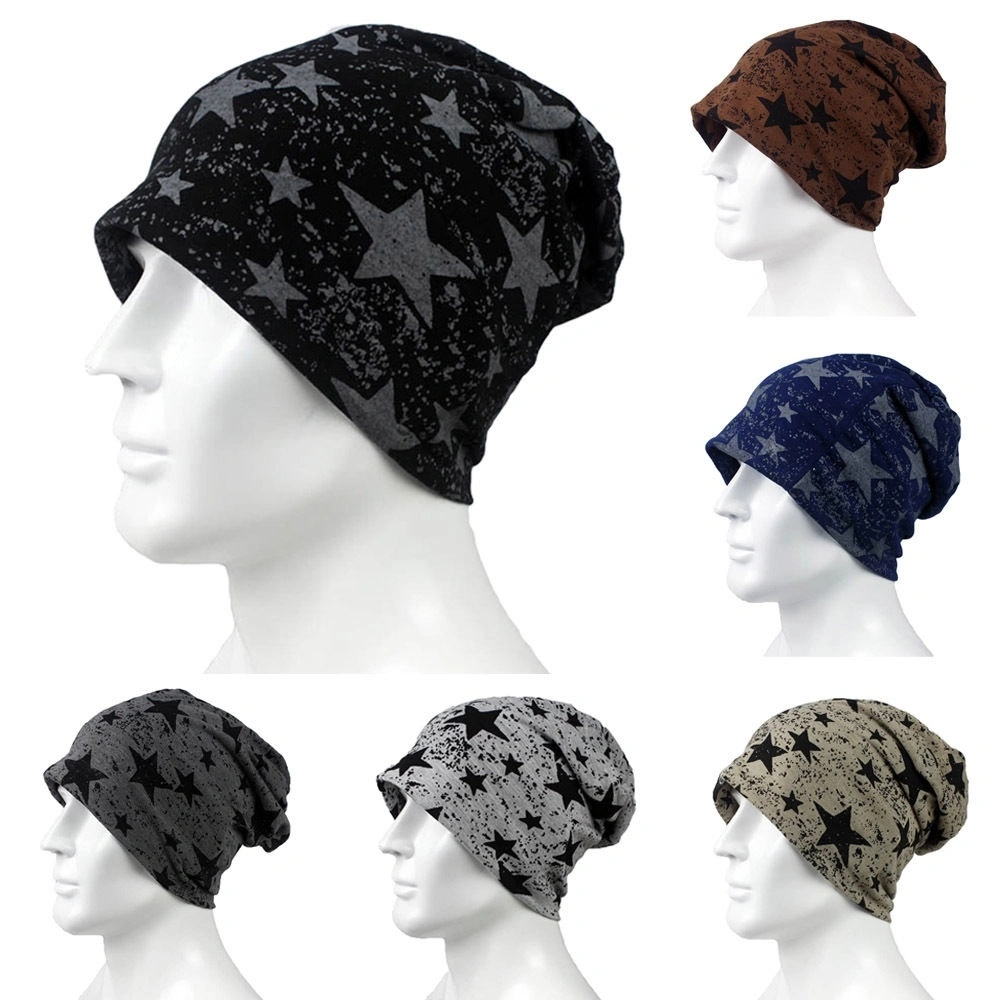 Trendy Men Women Stars Pattern Cotton Slouch Beanie Hat Casual Ski Cap Oversized(black)