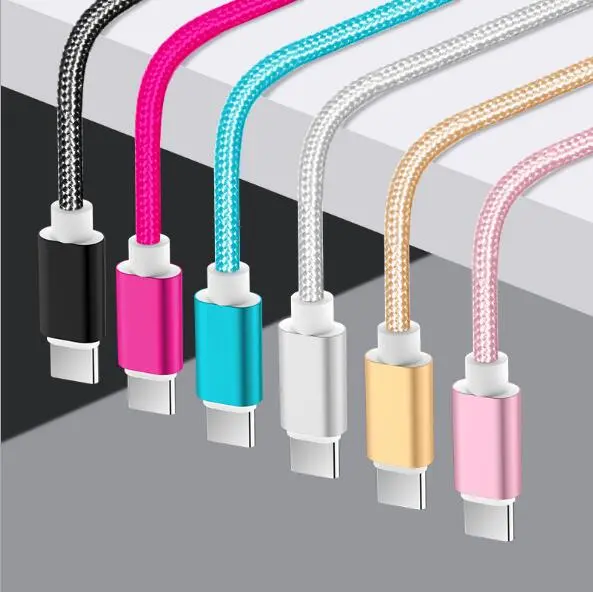 1M Nylon Braided USB-C 3.1 Type C Cable Fast Charger Data Sync Charging (Rose gold)