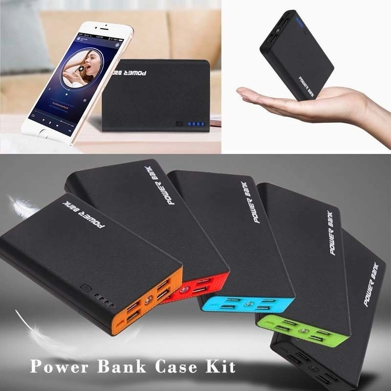 2.1A 4 USB Port Power Bank Case Charger DIY Box Case Kit for Phone For 4x18650 Battery(black)