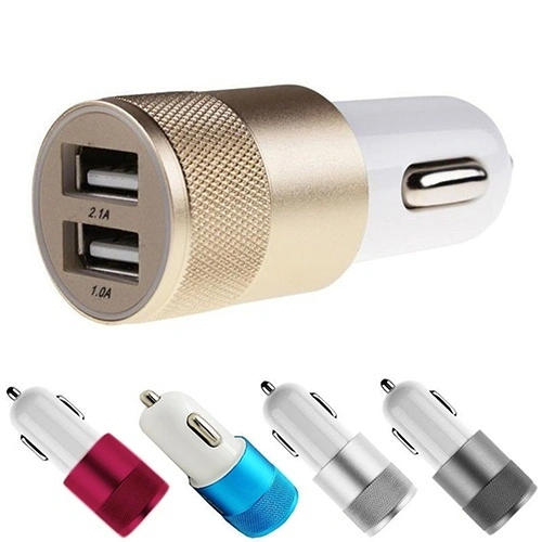 High Quality Car Charger Adaptor Bullet Dual USB 2 Port for iPod iPhone 4 5 5C 5S Samsung(black