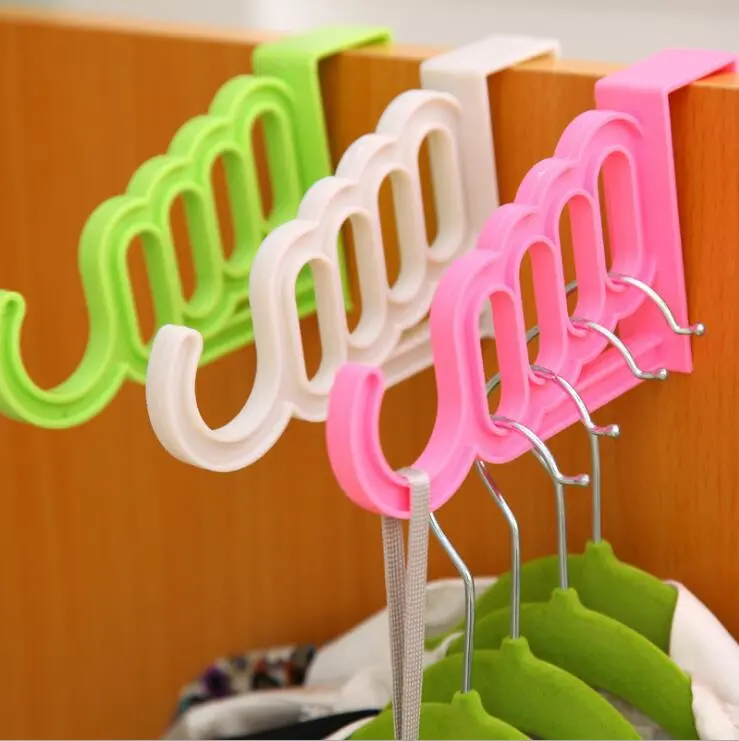 Candy Color Door Back Type Hook Hanger Multifunctional Home Bathroom Kitchen Tool 1PC(white)