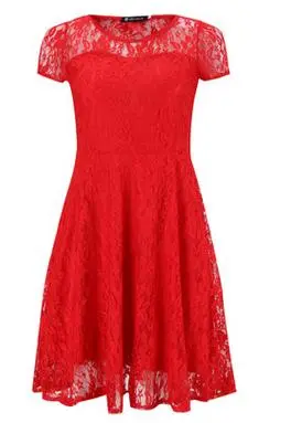 Durable Maxi Dresses O-Neck Floral Maxi Lace Women Dress red M