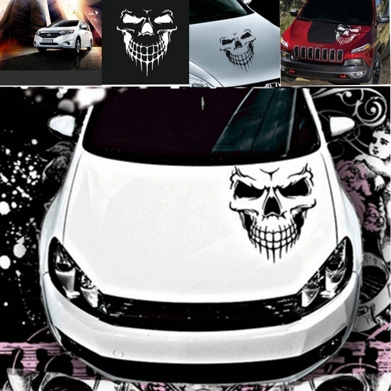 Skull Hood Decal Vinyl Graphic Sticker Car Truck Tailgate Window   Black large