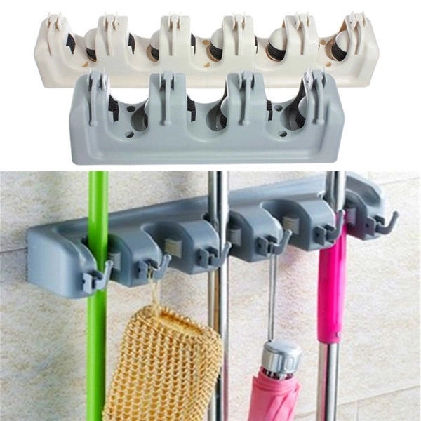 Wall Mounted Mop Organizer Holder Brush Broom Hanger Storage Rack Kitchen Tool (4 Racks)