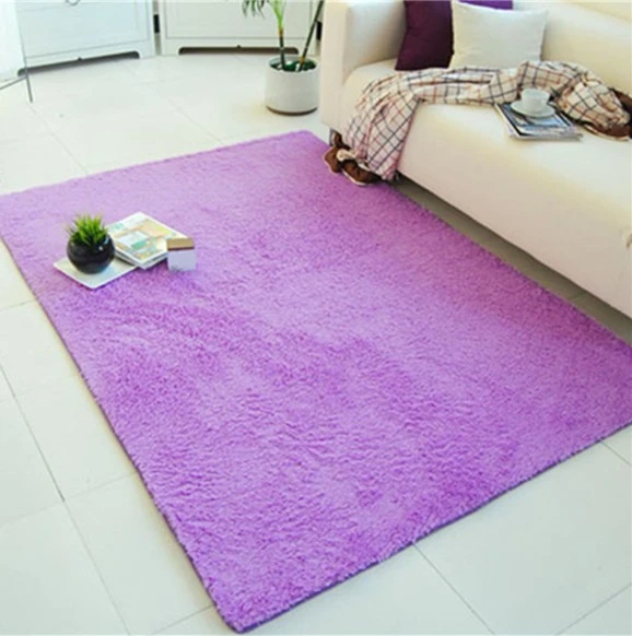 Home Living Room Bedroom Carpet Anti-skid Shaggy Rug Bedside Floor Mat Decor Purple 80*120cm