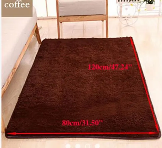 Home Living Room Bedroom Carpet Anti-skid Shaggy Rug Bedside Floor Mat Decor Coffee 80*120cm