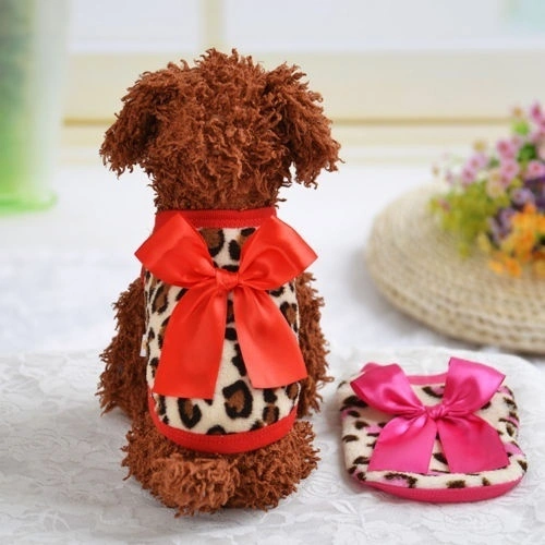 Pet Dog Leopard Clothes Puppy Winter Warm Hoodie Fleece Sweater Costume Apparel (Pink XXS)