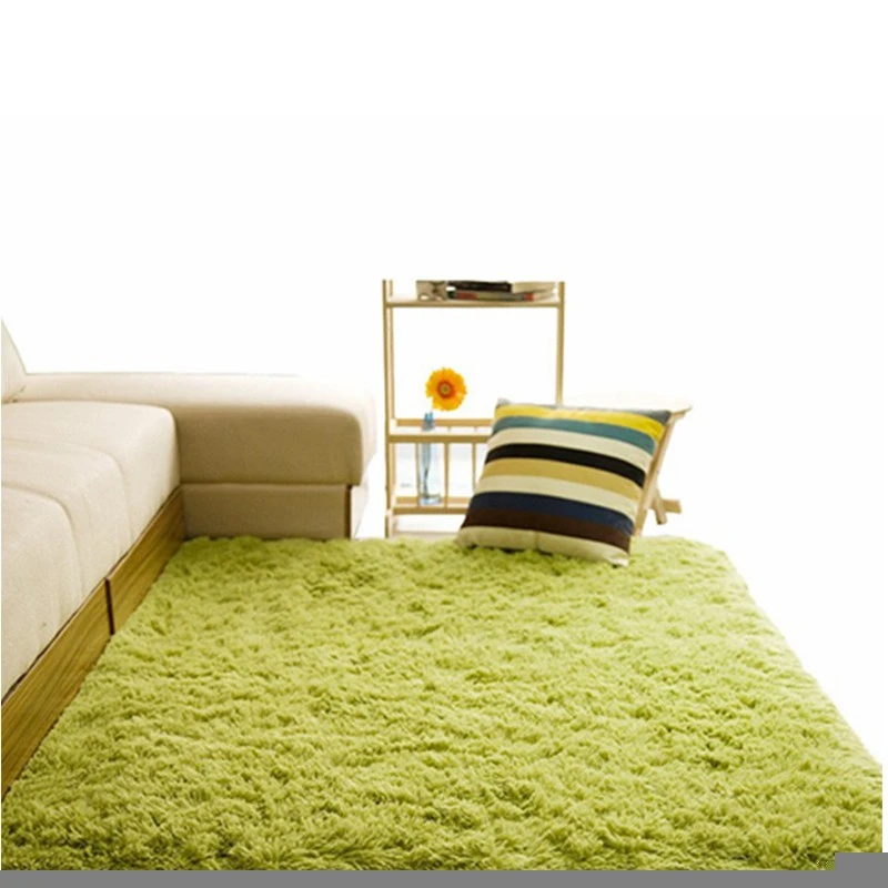 Living Room Bedroom Carpet Anti-skid Shaggy Rug Bedside Floor Mat Home Decoration White 40x60cm