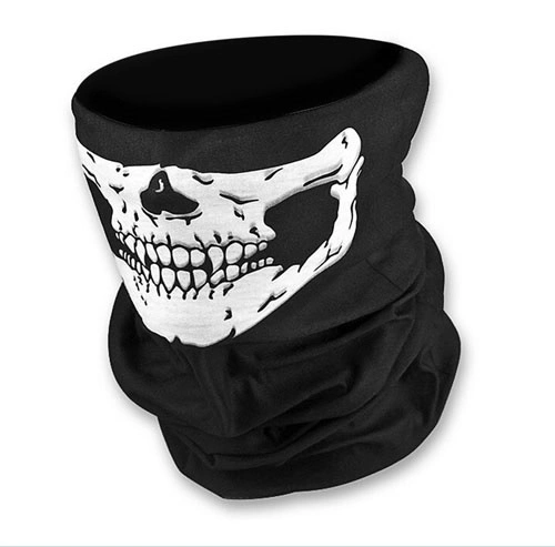 Skull Bandana Bike Motorcycle Helmet Neck Face Mask Paintball Ski Sport Headband（White skull）