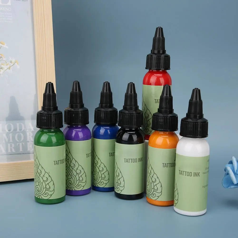 7pcs Professional Tattoo Ink Set Long-Lasting Fast Coloring Tattoo Pigment (207.2ml)