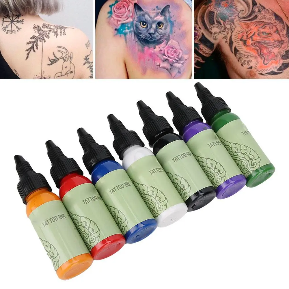 7pcs Professional Tattoo Ink Set Long-Lasting Fast Coloring Tattoo Pigment (207.2ml)