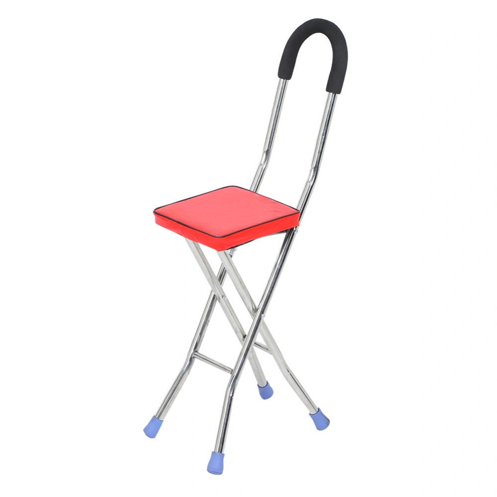 Stainless Steel Folding Crutch Stool Walking Cane Four Legs Walking Stick Chair