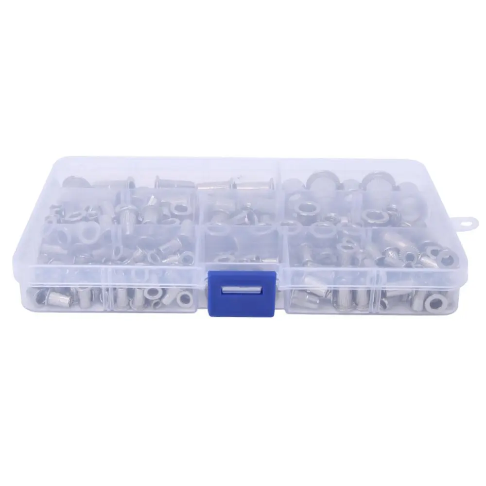 165 Pcs Rivet Nut Stainless Steel 304 M3~M10 Pull Rivet Nut Compartment Kit