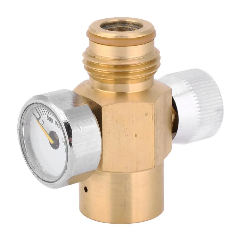 G1/2 Copper Outdoor Durable Inner Thread CO2 Tank On/Off Valve Controller with 1500 Psi Gauge