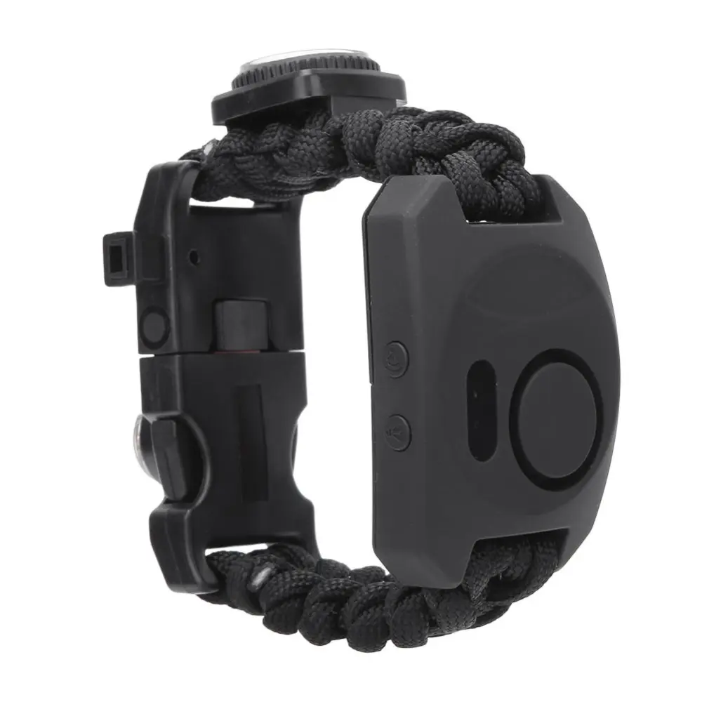 Outdoor Multi-Function Survival Bracelet with Compass Thermometer Whistle LED Alarm Watch