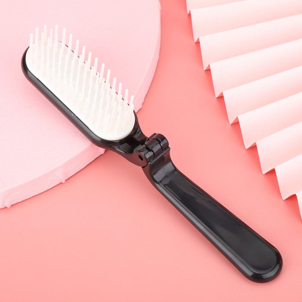 Pocket Folding Hair Brush Comb Collapsible Travel Essentials Scalp Massage Comb  Black Styling