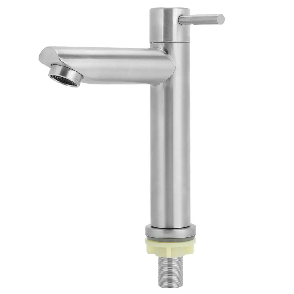 G1/2in Stainless Steel Bathroom Basin Sink Faucet Single Cold Water Tap Faucet for Home Bathroom Kitchen