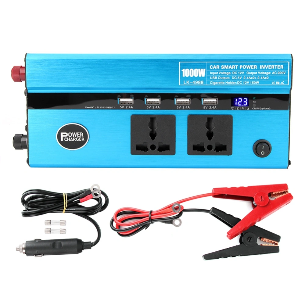 1000W Car Inverter Voltage Power Converter Transformer 4USB Charger 12V/24V to 220V( )