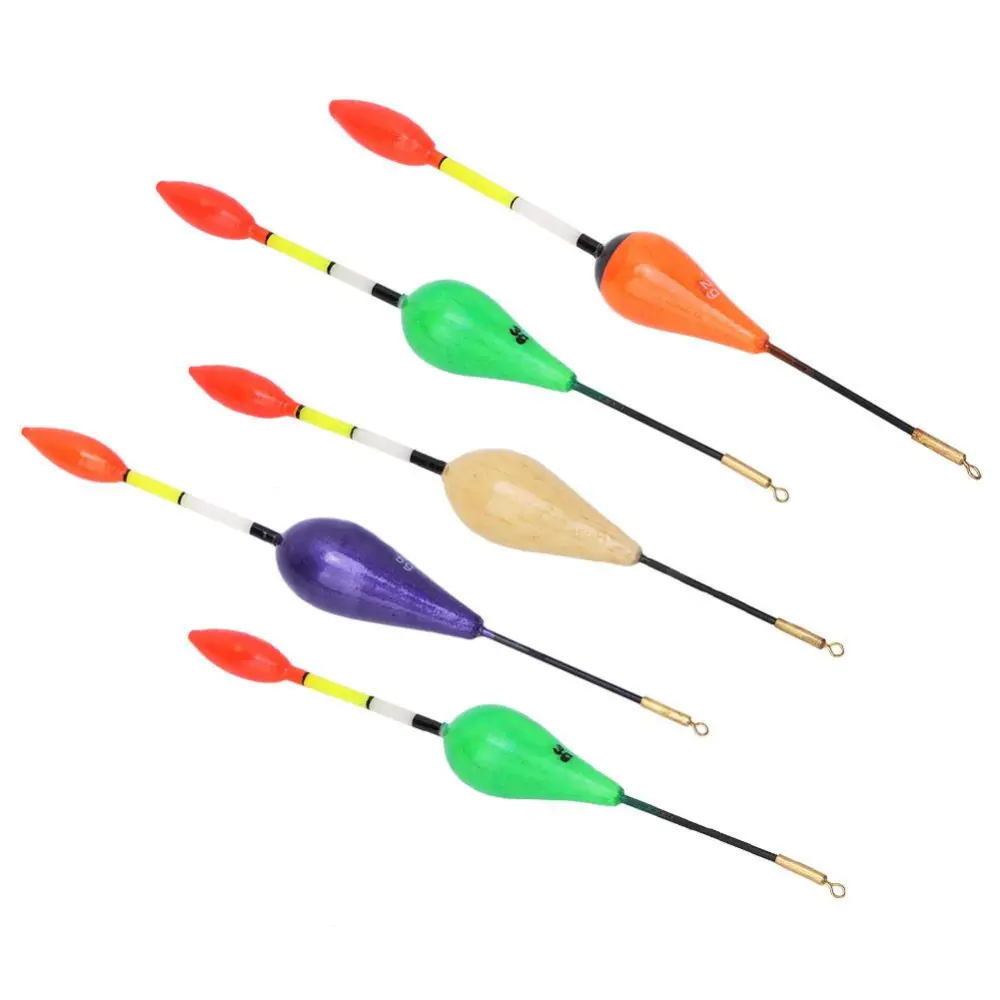 5Pcs Balsa Wood Short Fishing Floats Bobbers Set Tackle Accessory with Red Tip( )