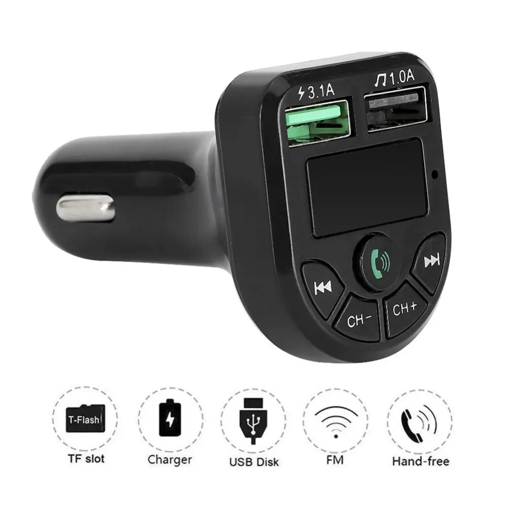 Mini Portable Dual USB5.0 FM Transmitter 3.1A Car Charger Radio Adapter MP3 Player