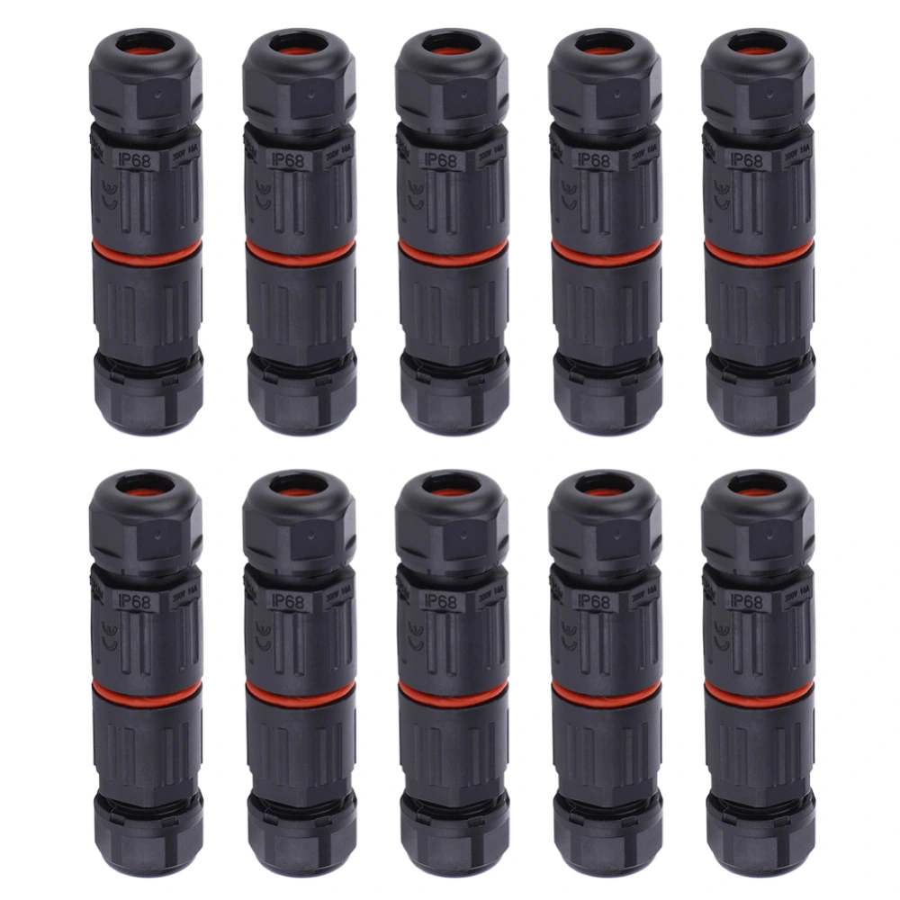 10PCS IP68 Waterproof Electrical Wire Cable 3Pin Connector Outdoor Plug Socket