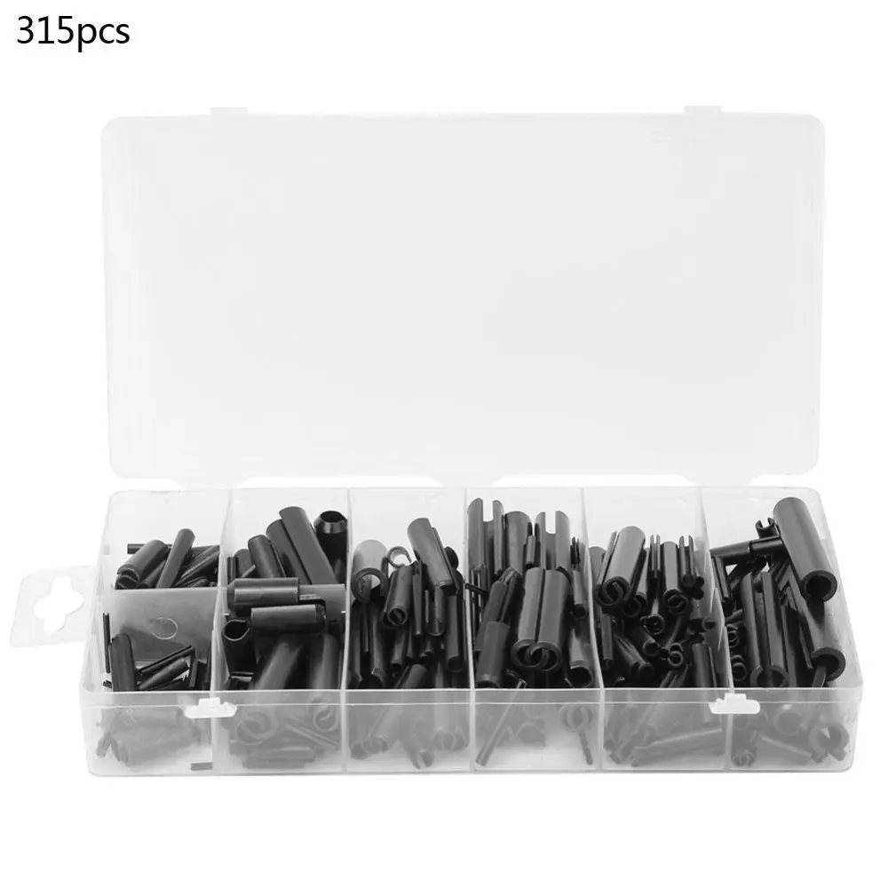 315PCS Roll Pins Cylindrical Slotted Spring Pins Kit with Storage Case