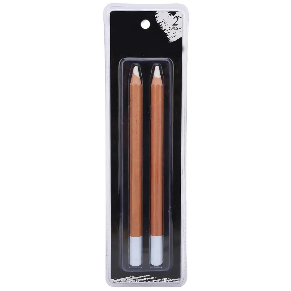 2Pcs White Charcoal Pencil Wood Professional Sketching Pen Stationery Art Painting Supplies