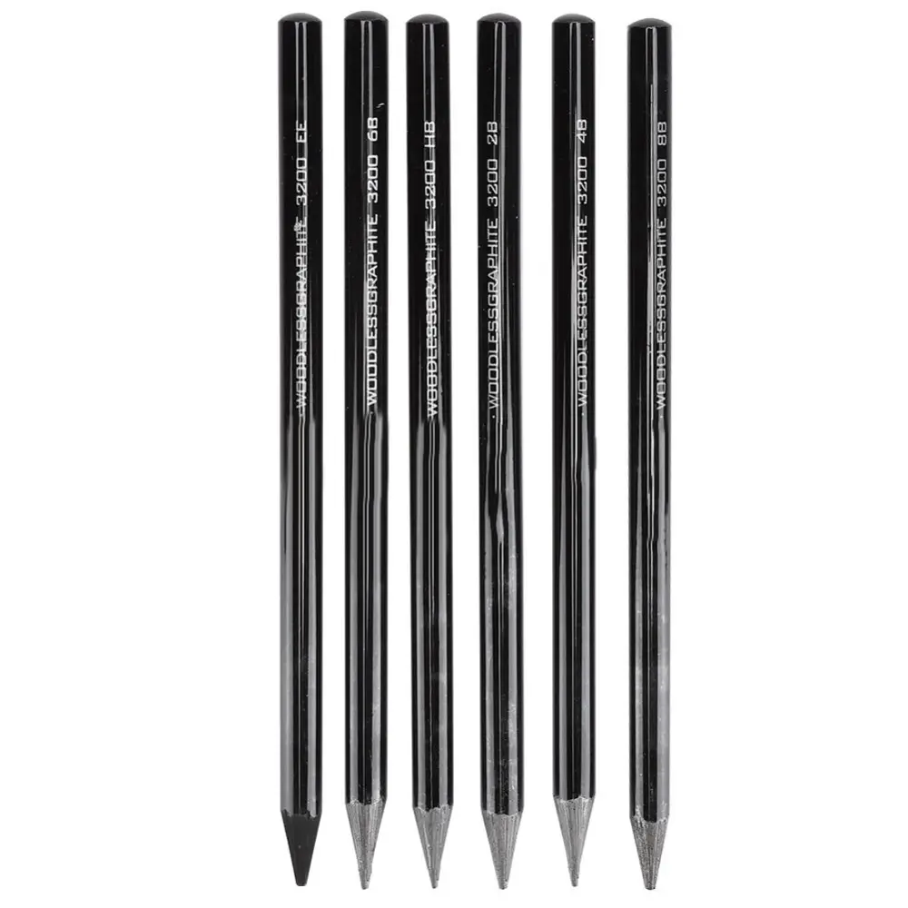 6Pcs Carbon Sketch Pen Professional Wood Painting Pencil Stationery Art Supplies 2B/4B/6B/8B/EE/HB