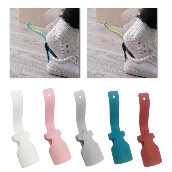 2 Pcs Lazy Shoe Helper Unisex Handled Shoe Horn Easy on & Off Shoe Lifting Helper (White)