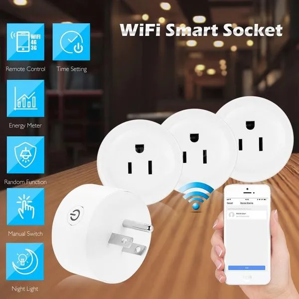 1PCS WIFI Wireless Remote Socket Smart Timer Plug Voice Control Home Fire Retardant (UK)