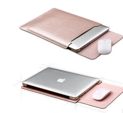 PU Leather Laptop Sleeve Bag Case Cover for MacBook  (Rose Gold 12 inch)