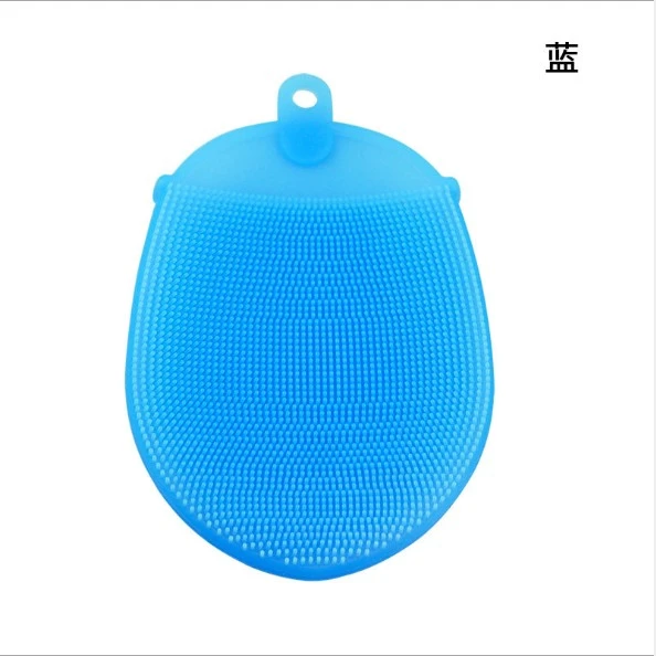 1Pcs Silicone Dishwashing Brush Kitchen Cleaning Brush Food Grade Dishwashing Brush (Blue)