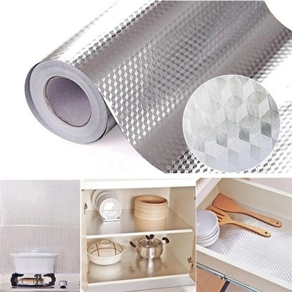 Home Decor DIY Wallpaper Kitchen Aluminum Foil Self-Adhesive Wall Sticker Cabinet Stickers