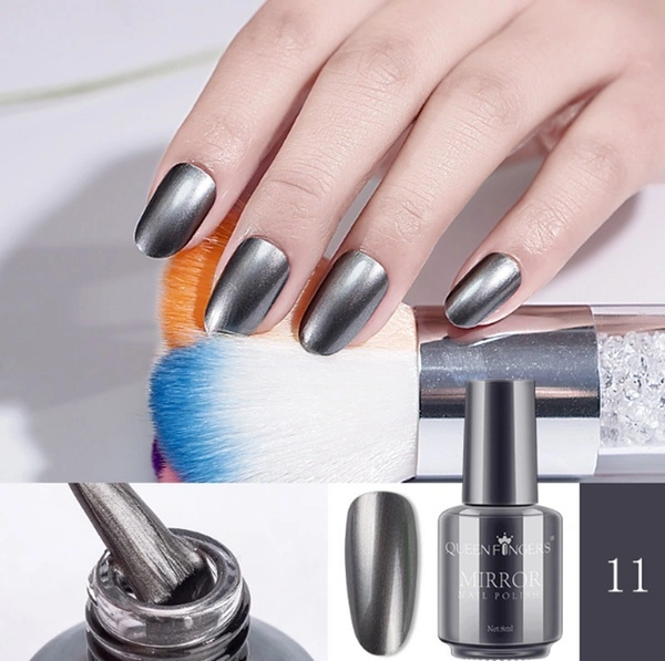 Fashion 12 Color Gorgeous Mirror Effect Nail Polish Magic Metal Paint Nail Polish (Silver)