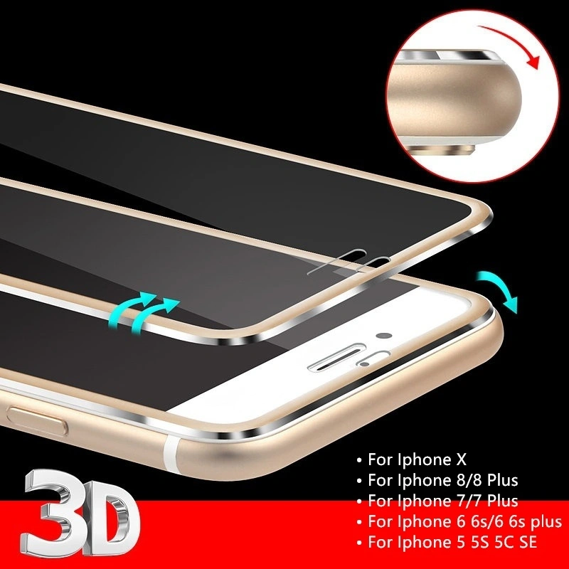 Aluminum Alloy Full Screen Coverage Tempered Glass Phone Screen Protector for Iphone 7 (Silver)