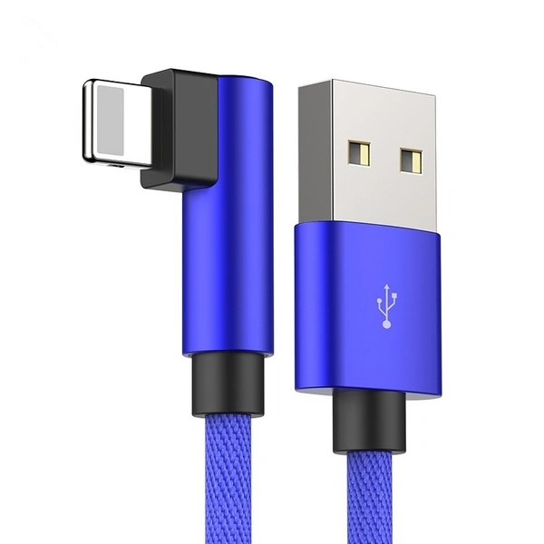 1 Meter 90 Degree Nylon USB Cable Fast Charging Cable Data Cable For Android (Blue)