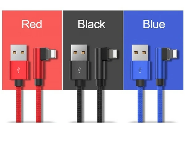 1 Meter 90 Degree Nylon USB Cable Fast Charging Cable Data Cable For Android (Blue)