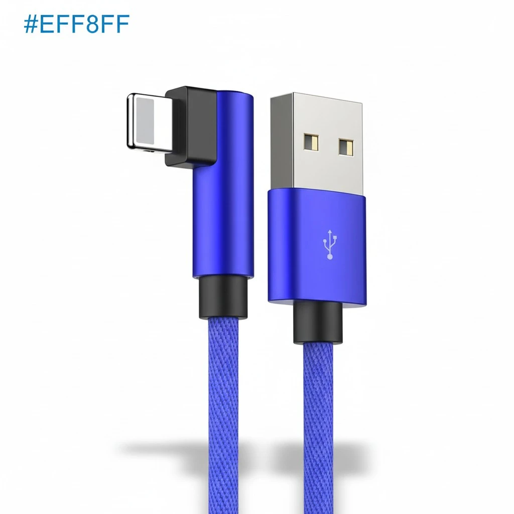 1 Meter 90 Degree Nylon USB Cable Fast Charging Cable Data Cable For Android (Blue)