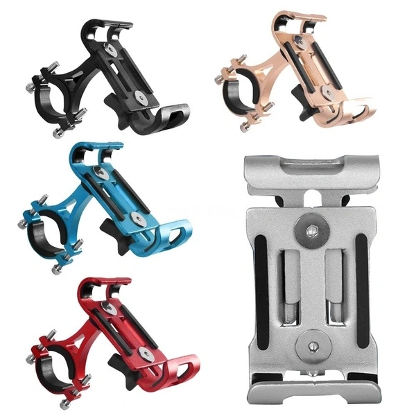 360° Adjustable Rotatable Mountain Bicycle Aluminum Alloy Phone Holder (Silver Non-rotatable)