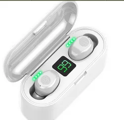 Bluetooth wireless headphones F9 Bluetooth wireless headphones LED display (Touch White)