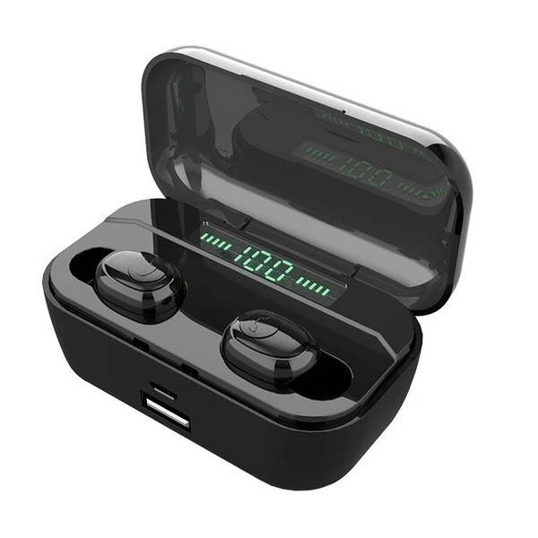 Waterproof Bluetooth Earphone 8D Stereo Wireless Headphones Headset (Black 2 ear)