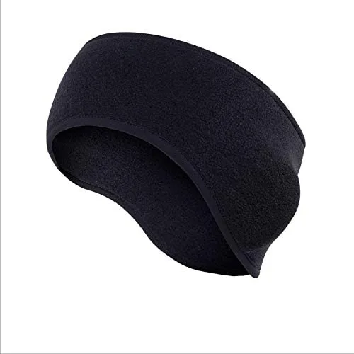 Ear Headband Ear Cover Head Wrap Moisture Wicking Sweatband Running Headwear Earmuffs (Black)