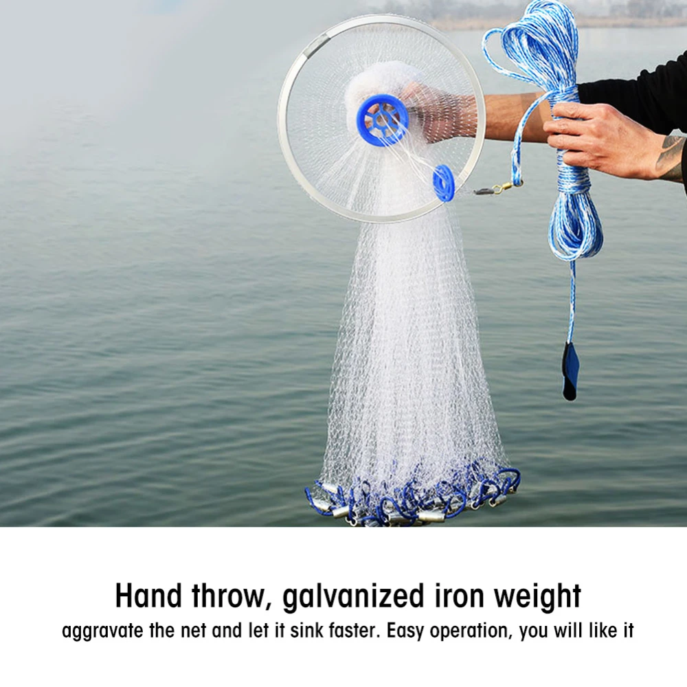 Outdoor Nylon Monofilament American Style Cast Hand Throw Fishing Mesh Net (4.8m)