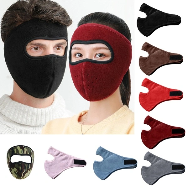 Winter warm polar mask earmuffs riding skiing Snowboard half face mask (Blue)