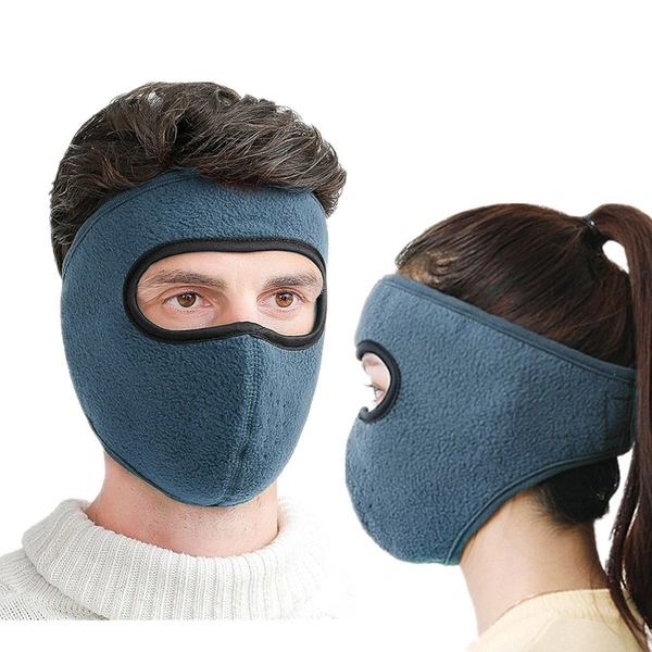Winter warm polar mask earmuffs riding skiing Snowboard half face mask (Blue)