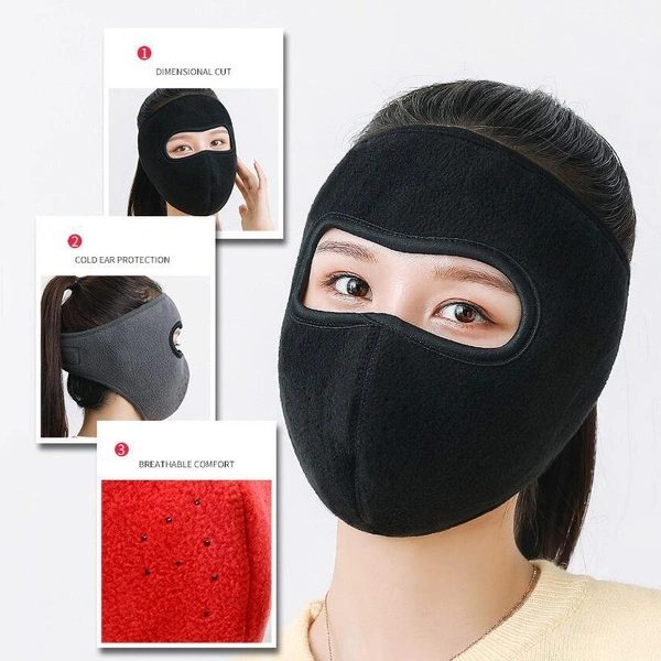 Winter warm polar mask earmuffs riding skiing Snowboard half face mask (Blue)