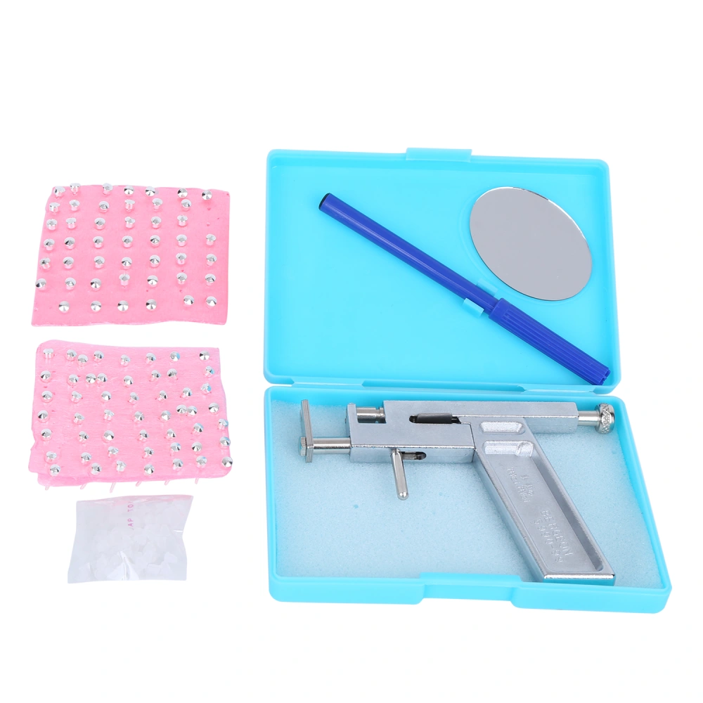 Body Piercing Gun Tools Kit Nose Navel Ear Hole No Pain Safe Sterile Body Piercing Tool (Silver