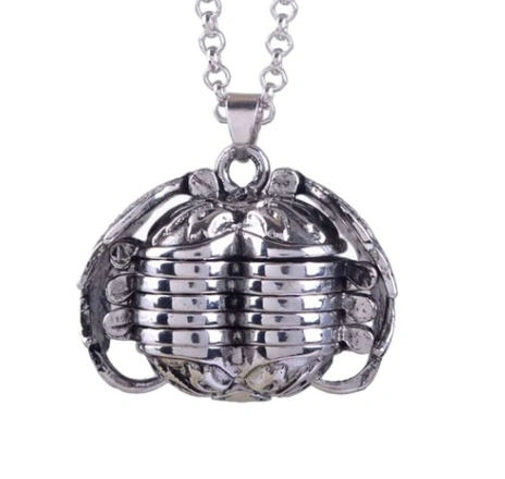 Magic Photo Necklace Memory Floating Locket Plated Angel Wings Box (Heart Shape-Antique Silver)