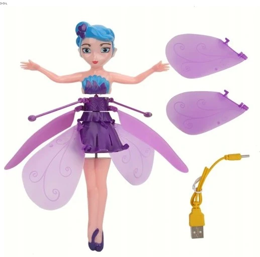 USB Flying Magic Fairy Suspended Plane Micky Control Flying Dolls Toys Lovely fairy doll purple